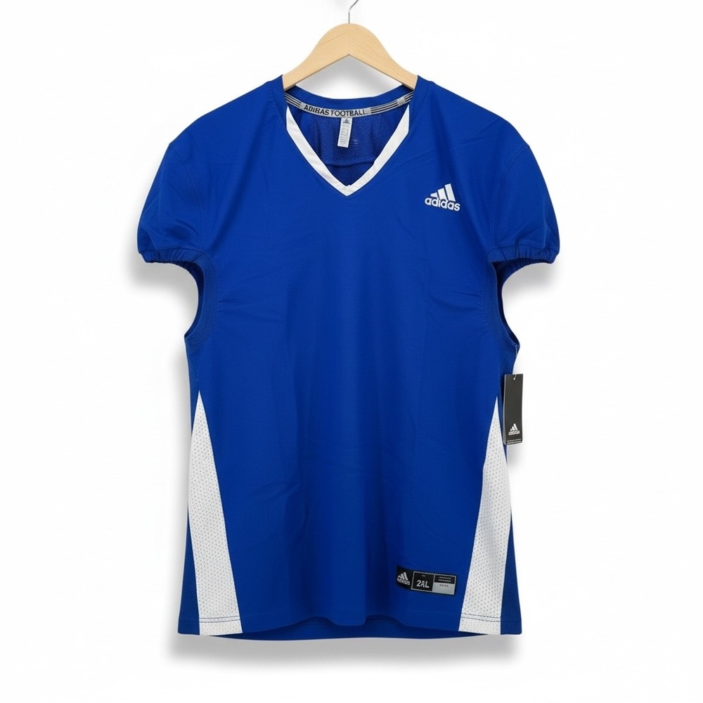 Adidas Football Jersey Royal Blue V Neck Short‎ Sleeve Men's 2XL GG7399 NWT